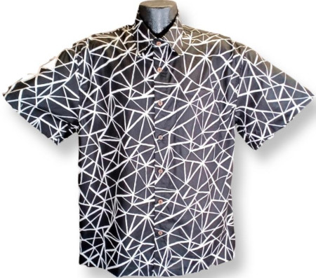 Black Geometric Retro Hawaiian Aloha Shirt